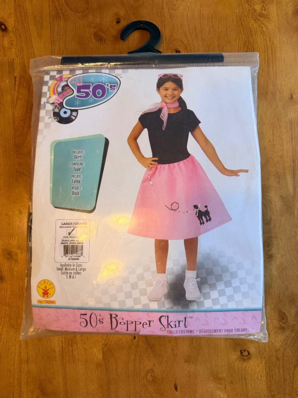 Rubies 50s Bopper Skirt Pink Poodle Costume Child Large 12-14 Retro Sock Hop